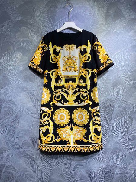 

dress 2023 summer new european women's wear stapled diamond print short sleeve slim fit dresst, Black;gray