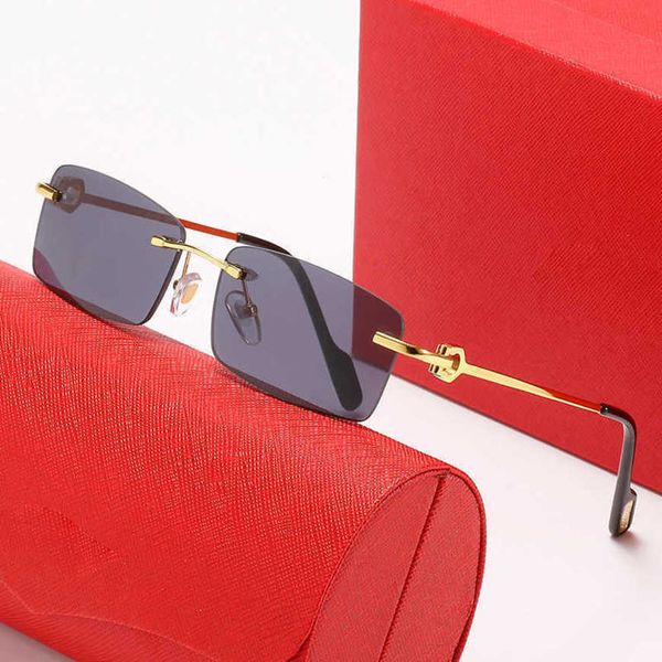 

luxury designer sunglasses 20% off versatile for men women frameless square c-shaped plate legs sun optical glasses, White;black