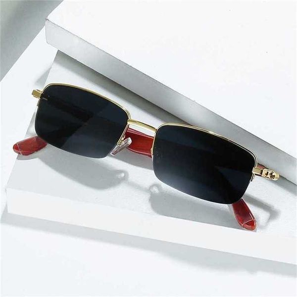 

luxury designer new men's and women's sunglasses 20% off card half wood leg fashion log small frame optical glasses framekajia, White;black