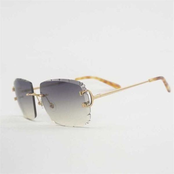 

luxury designer sunglasses 20% off rimless wire men oversize eyewear women for summer diamond cutting clear glasses metal frame oculos gafas, White;black