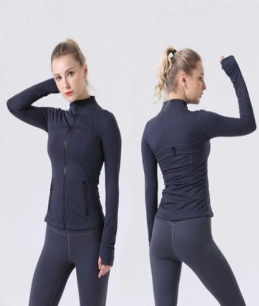 

womens yoga align long sleeves jacket solid color nude sports shaping waist tight fitness loose jogging sportswear4384936