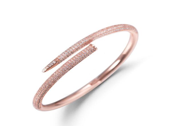 

2023 new luxury full diamond cuff bracelet for women fashion brand love nail bracelet classic couple designer bracelets stainless 9754834, White