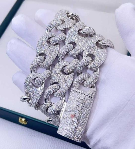 

white gold silver 925 20mm mariner link iced out hip hop men rapper jewelry custom name lock moissanite chain8119534
