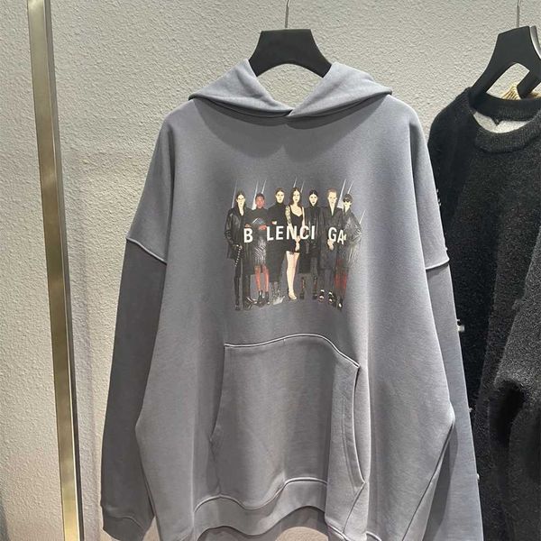

80% off factory outlet online high edition autumn winter new fashion family like b print men's and women's hooded sweater top, Black