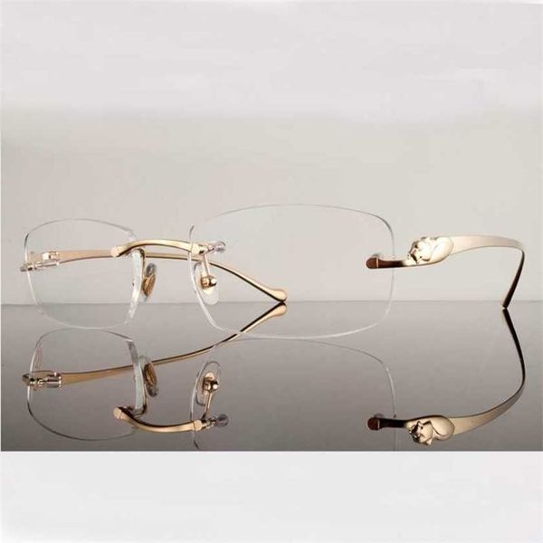 

fashion men's outdoor sunglasses square metal eyeglasses clear transparent panther men optical frames women fill prescription pchromic, White;black