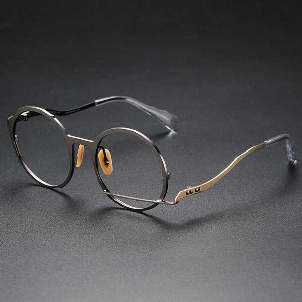 

luxury designer fashion sunglasses 20% off maruyama zhenghong mm-0033 niche metal round irregular spectacle frame, White;black