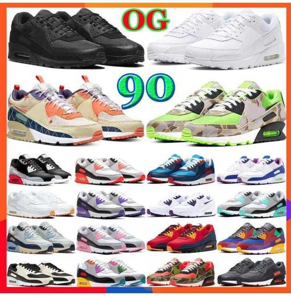 

2023 90 running shoes 90s mens womens triple black white flyleather infrared laser blue obsidian orange camo unc batman airmaxs trainers sne