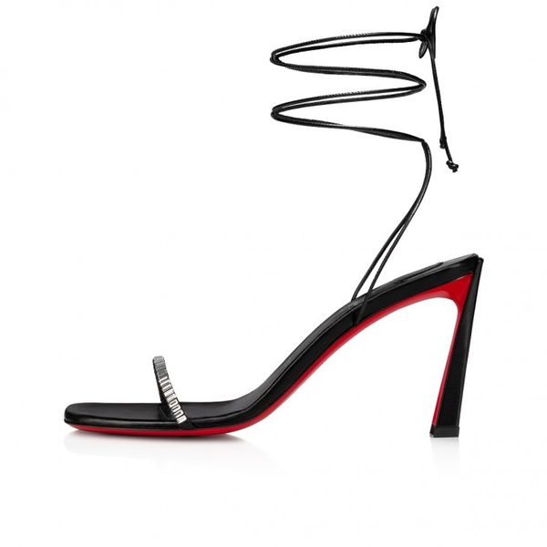 

85mm sandals leather suede and rhinestone black fashion women's shoes cool