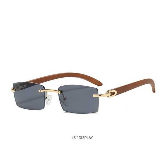

30% off luxury designer new men's and women's sunglasses 20% off cut crystal rimless square for man vintage brown male hip hop dri, White;black
