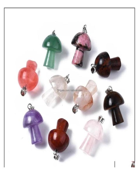 

pendant necklaces pendant necklaces pendants jewelry natural stone carving mushroom shape reiki healing crystal tiger eye rose qua8803776, Silver