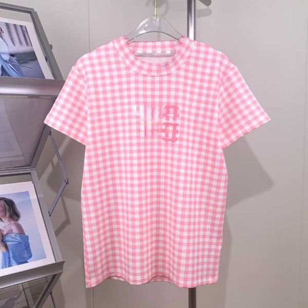 

womens sweatshirt designer t shirt aw pink plaid shirt summer new arrival short sleeve tshirt pure cotton luxury clothing casual t-shirt, White