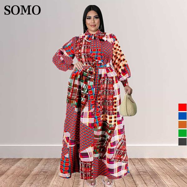 

plus size dresses somo elegant chic women large fashion printed maxi long dress autumn clothes wholesale dropshipping 230307, Black