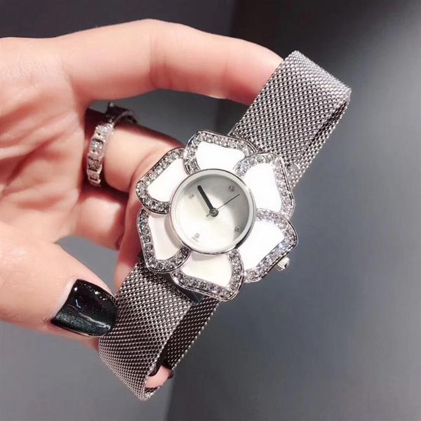 

fashion brand watches women girls flower style steel metal magnetic band quartz wrist watch cha08219n, Slivery;brown