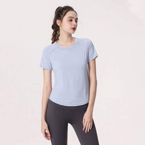 

2023 alo yoga women's loose relaxed slim yoga shirt collage breathable quick drying gym training short sleeve