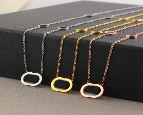 

trendy double letter necklaces hollow necklaces classic fritillary agate short necklace with stamps for women men couple anniversa6311270, Silver