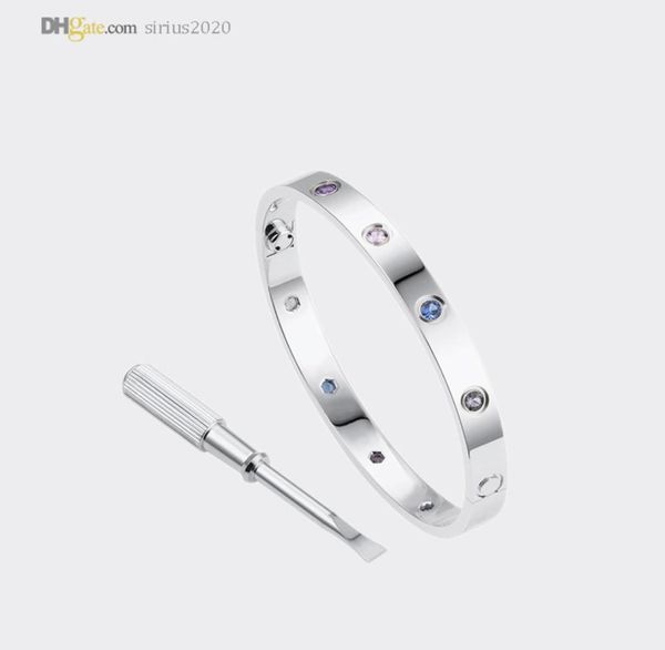 

love bracelet mens bangle designer bracelets women silver bracelet colored diamonds luxury jewelry titanium steel goldplated neve9397101, Black