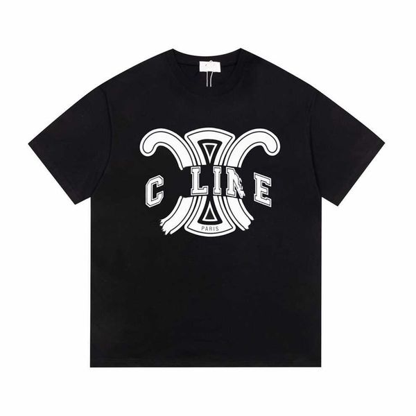 

80% off factory outlet online high edition 2023 summer new fashion double chain print men's and women's os loose short sleeve t-sh, White;black