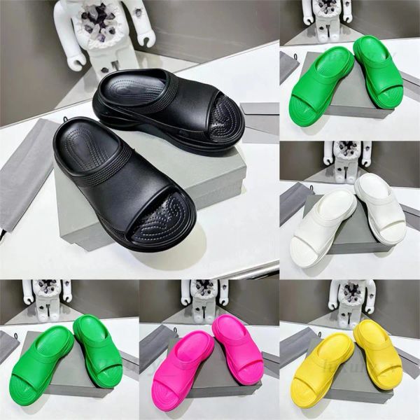 

balencigas balencaigaity designer slippers pool croc slides men women rubber slipper platform sandals chunky sole foam slide summer, Black
