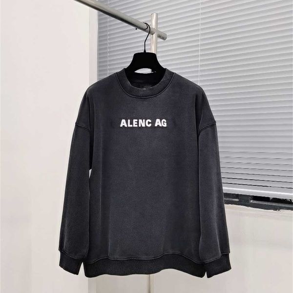 

80% off factory outlet online high edition family 2023 new wash old effect oevrsize loose fit men's and women's sweater, Black