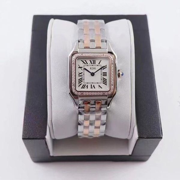 

fashion couple watches dress watch imported stainless steel quartz movement ladies square tank stainless steel case original clasp waterproo, Slivery;brown
