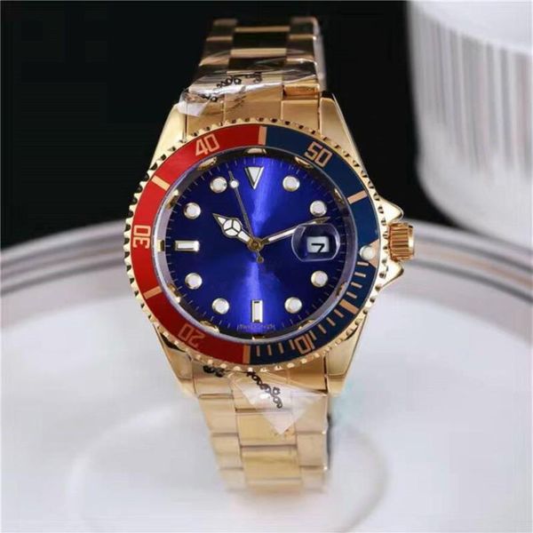 

40mm relogio masculino mens watches luxury dress designer fashion black dial calendar gold bracelet folding clasp master male gift267z, Slivery;brown