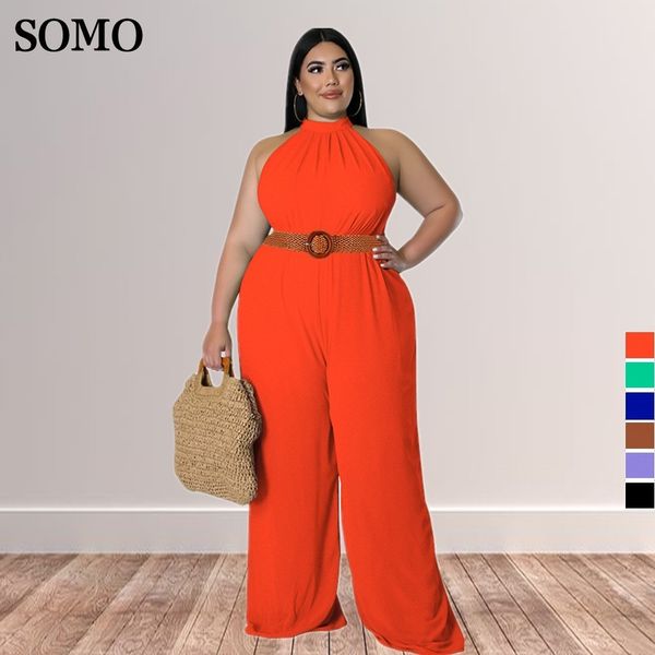 

women's plus size jumpsuits rompers fashion holiday style plus size casual jumpsuit women straight trouser sleevless hollow out romper, Black