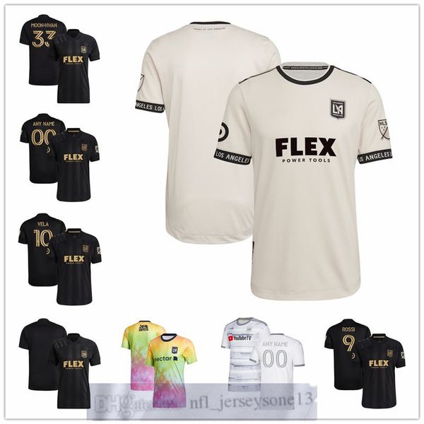

custom houston mens women youth lafc 10 carlos vela 33 kim moon-hwan 9 diego rossi white black 2021 primary authentic player jersey