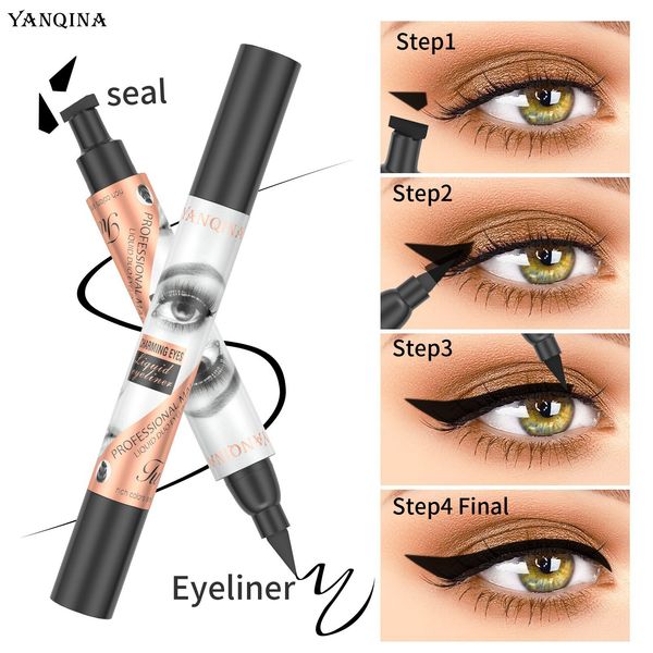 

liquid eyeliner big seal stamp professional black long-lasting waterproof quickdry double-end eye liner marker makeup women beauty tool