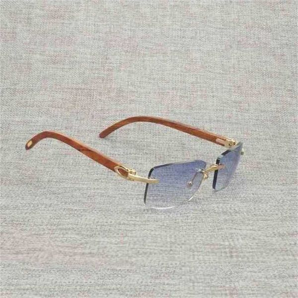 

luxury designer new sunglasses vintage buffalo rimless natural wood square metal frame women wooden shades oculos eyeglasses 012nkajia, White;black