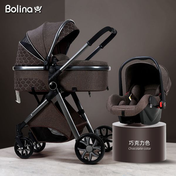 

new 3 in 1 high landscape reclining carriage foldable stroller baby bassinet puchair newborn1