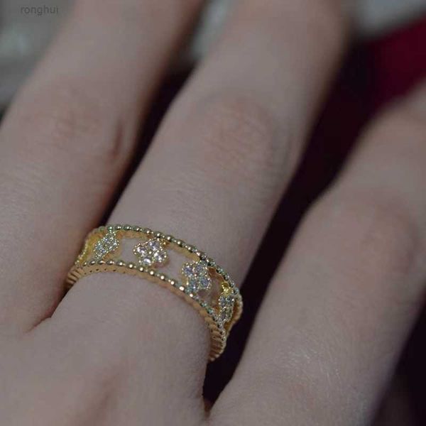 

rings luxury designer ring womens jewelry charm bracelet four leaf grass elegant fashion steel titanium mens 18k rose gold hdhs, Silver