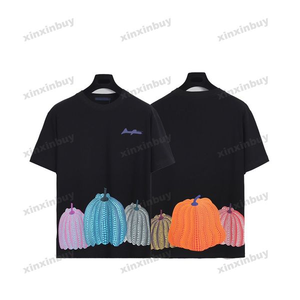 

xinxinbuy men designer tee t shirt 23ss infinity dots letter printing short sleeve cotton women black white blue khaki xs-2xl, Black;brown