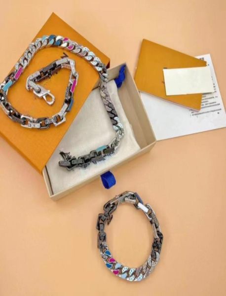 

colored zircon splicing men039s chain necklace italian design fashion street trend bracelet accessories7768267, Silver
