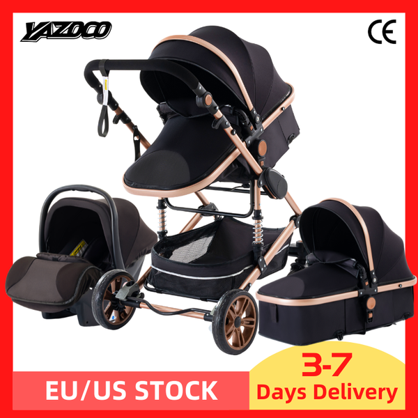 

luxurious baby stroller 3 in 1 portable travel baby carriage folding prams aluminum frame high landscape car for newborn baby