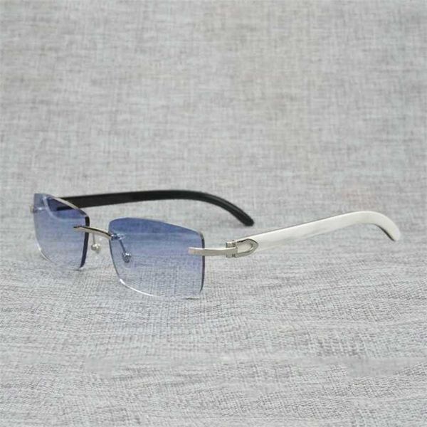 

fashion men's outdoor sunglasses vintage buffalo horn rimless men natural wood square glasses metal frame women wooden shades oculos ey, White;black