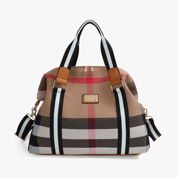 

handbag 2021 checked bag large capacity canvas travel single shoulder portable messenger contrast for men and women256k, Black;red
