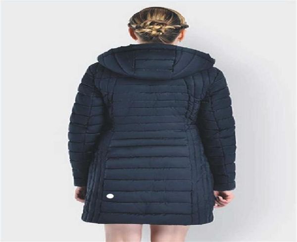 

womens yoga cotton down hooded jacket outfit solid color puffer coat sports long style winter outwear keep warm9197263