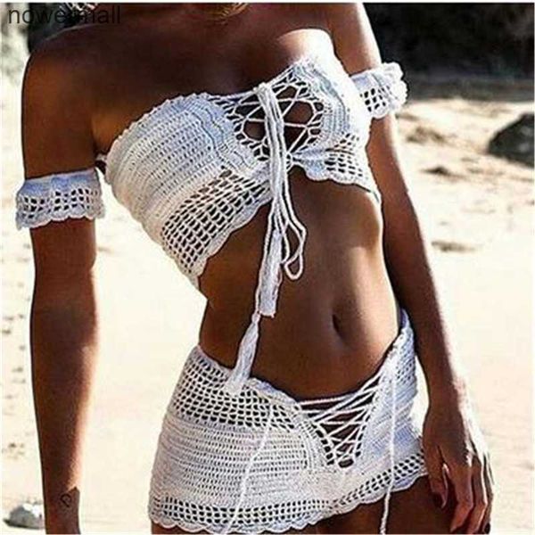 

vwiwv 2018 bathing suit women folk bikini womens swim wear knit swimwaear hollow-out swimsuit spring swimwear, White;black
