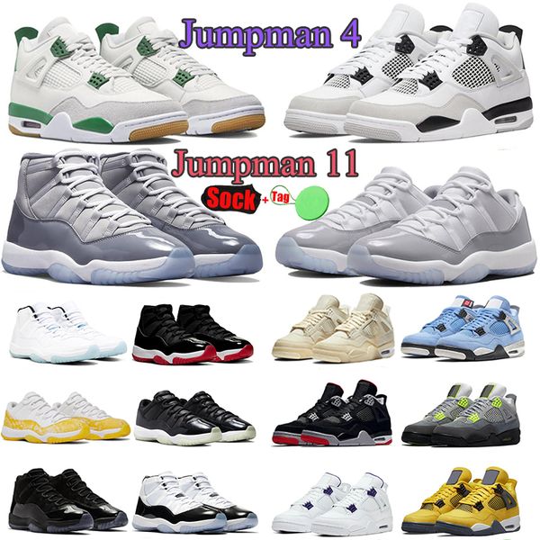

designer jumpman 4s basketballs shoes 11 4 cement grey j4 mens womens dunks low 11s cherry sneakers pine green military black cats casual tr