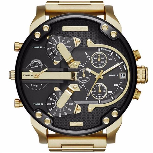 

relogio masculino mens watch sports wristwatches big face stainless steel quartz analog business army military watches gifts clock258e, Slivery;brown