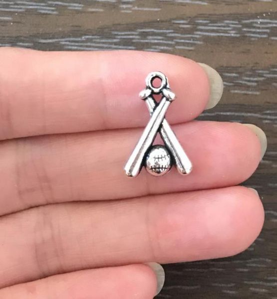 

whole diy charms bats and baseball charms antique silver tone sports pendant charms for bracelet necklace earrings bookmark zi3655206, Bronze;silver