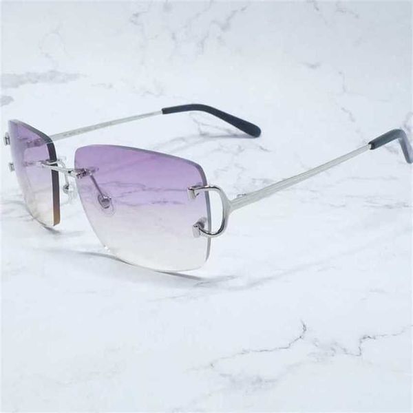

luxury designer new sunglasses big square glasses men rimless purple vintage driving shades eyewear carters metal glasseskajia, White;black