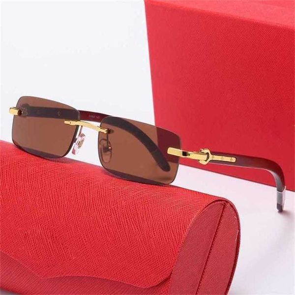 

luxury designer new sunglasses frameless wooden leg square fashion trend optical glasses women'skajia, White;black