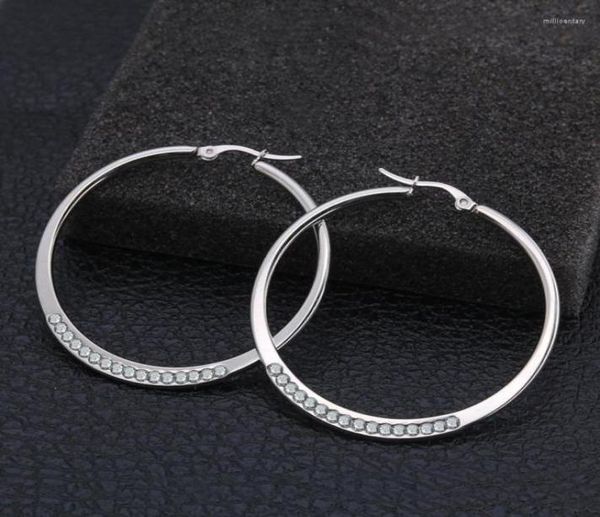 

hoop huggie crystal steel big circle earrings modern smooth round creole loop earring girl stainless jewelry womanhoop huggiehoo5565915, Golden;silver