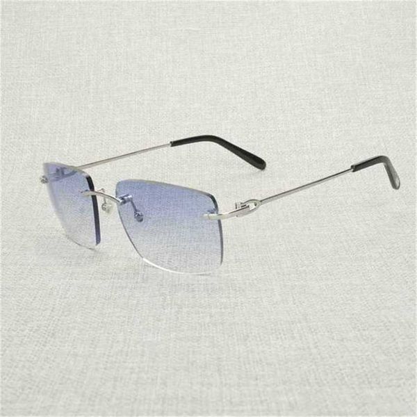 

luxury designer new sunglasses vintage rimless men women metal frame square eyeglasses shades oculos gafas for outdoor club accessories 011b, White;black