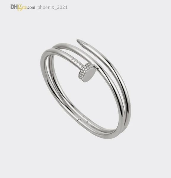 

mens bangle nail bracelet women designer bracelets silver bracelet diamond 20 luxury jewelry titanium steel goldplated never fad5534084, Black