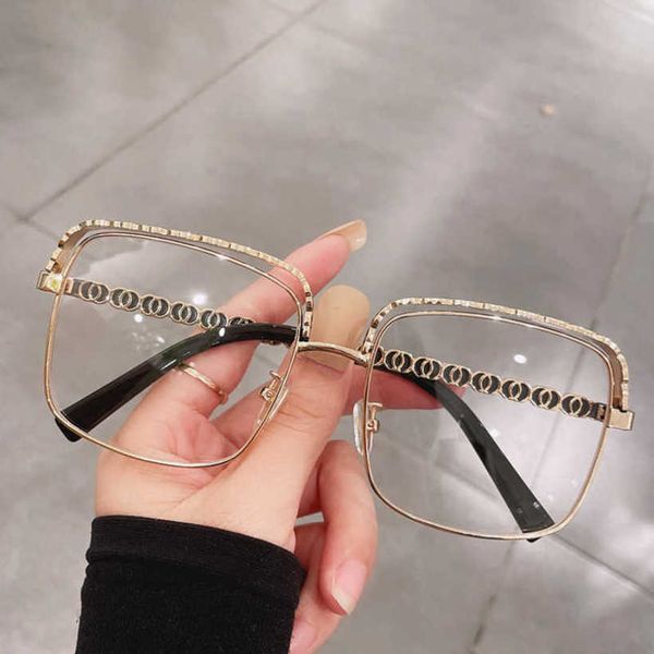 

20% off luxury designer new men's and women's sunglasses 20% off big frame chain chen weiting same net red plain face ins large sl, White;black