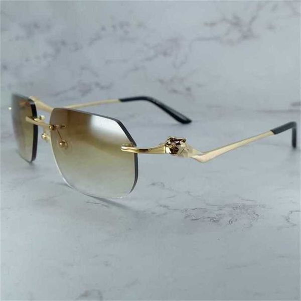 

10% off luxury designer new men's and women's sunglasses 20% off panther brand mens rimless polygon vintage glasses retro shades f, White;black