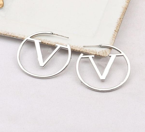 

plated 925 silver luxury brand designers letters stud geometric famous women round crystal rhinestone pearl earring wedding party 6868508, Golden;silver