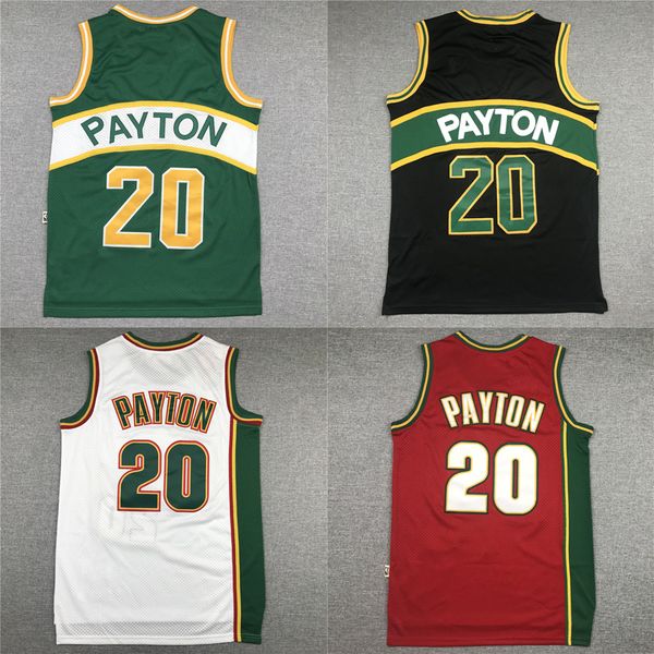 

american basketball wear gary payton 20 throwback men jerseys red black white green mitchell ness shirt size stitched jersey mix order